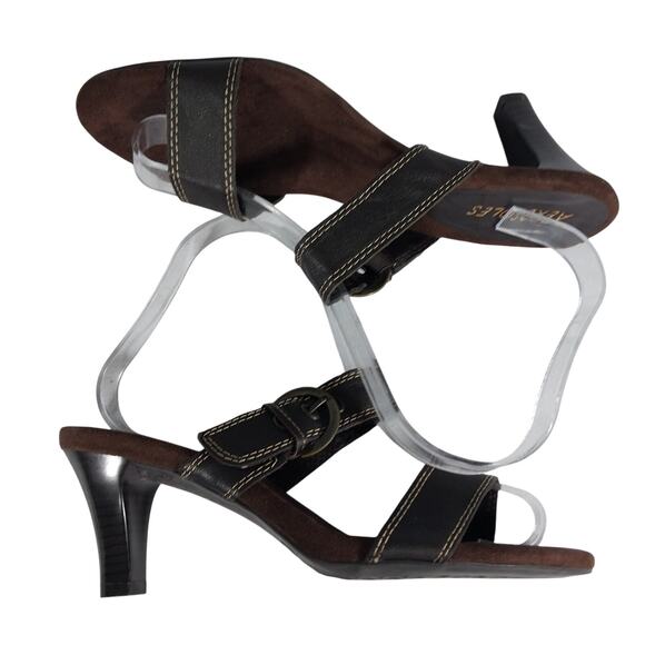 AEROSOLES! ESPRESSO BROWN GENUINE LEATHER CONTRAST STITCHED SANDALS! SZ 7M - Picture 8 of 11